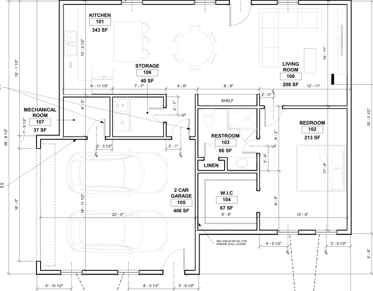 The Homestead floor plan — 1032 sq ft Woodstock ADU layout