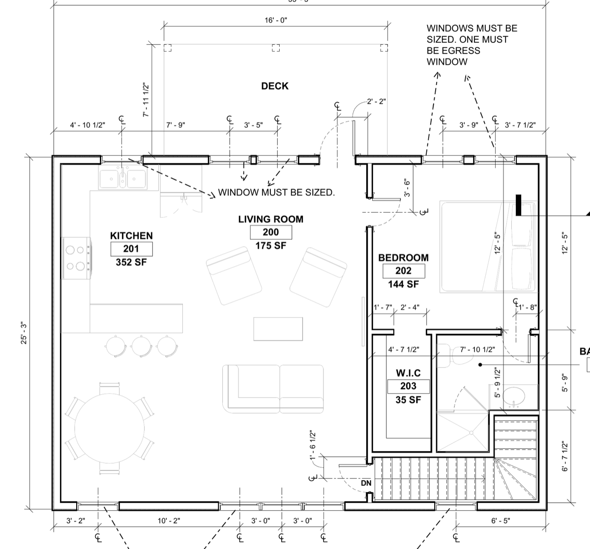 The Overlook floor plan — 1064 sq ft Woodstock ADU layout